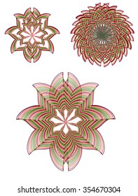 set of varicolored floral element