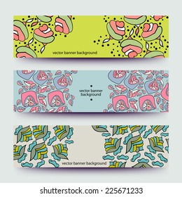 Set of varicolored line background.Strips background. Vector Design banners. Hand drawn illustration and place for your text.