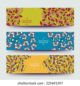 Set of varicolored line background.Strips background. Vector Design banners. Hand drawn illustration and place for your text.