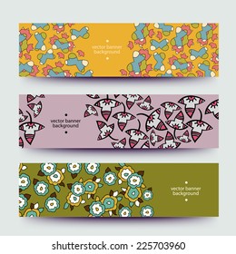 Set of varicolored line background.Strips background. Vector Design banners. Hand drawn illustration and place for your text.