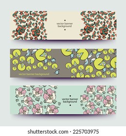 Set of varicolored line background.Strips background. Vector Design banners. Hand drawn illustration and place for your text.