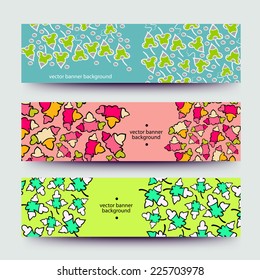 Set of varicolored line background.Strips background. Vector Design banners. Hand drawn illustration and place for your text.