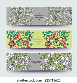 Set of varicolored line background.Strips background. Vector Design banners. Hand drawn illustration and place for your text.