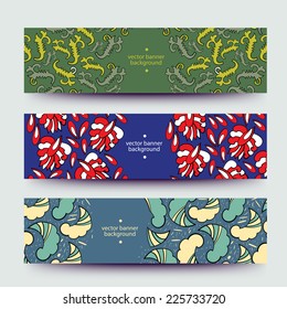 Set of varicolored line background.Strips background. Vector Design banners. Hand drawn illustration and place for your text.