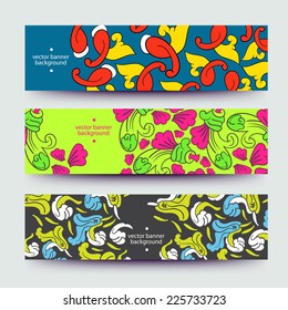 Set of varicolored line background.Strips background. Vector Design banners. Hand drawn illustration and place for your text.