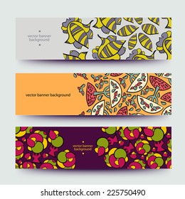 Set of varicolored line background.Strips background. Vector Design banners. Hand drawn illustration and place for your text.