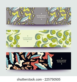 Set of varicolored line background.Strips background. Vector Design banners. Hand drawn illustration and place for your text.
