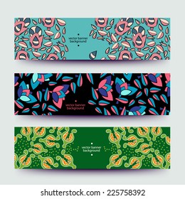 Set of varicolored line background.Strips background. Vector Design banners. Hand drawn illustration and place for your text.