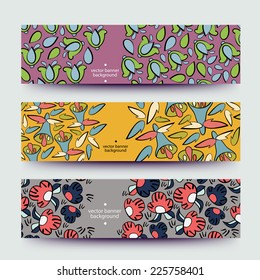 Set of varicolored line background.Strips background. Vector Design banners. Hand drawn illustration and place for your text.