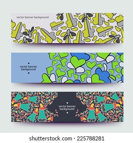 Set of varicolored line background.Strips background. Vector Design banners. Hand drawn illustration and place for your text.