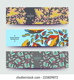 Set of varicolored line background.Strips background. Vector Design banners. Hand drawn illustration and place for your text.
