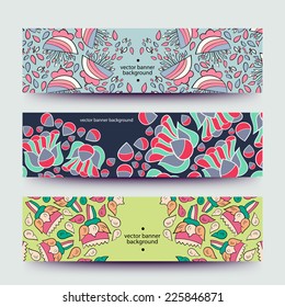 Set of varicolored line background.Strips background. Vector Design banners. Hand drawn illustration and place for your text.