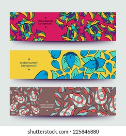 Set of varicolored line background.Strips background. Vector Design banners. Hand drawn illustration and place for your text.
