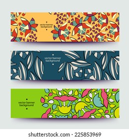 Set of varicolored line background.Strips background. Vector Design banners. Hand drawn illustration and place for your text.