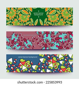 Set of varicolored line background.Strips background. Vector Design banners. Hand drawn illustration and place for your text.
