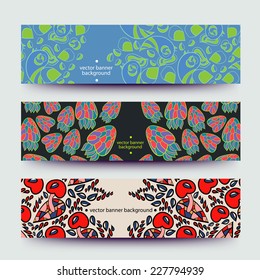 Set of varicolored line background.Strips background. Vector Design banners. Hand drawn illustration and place for your text.