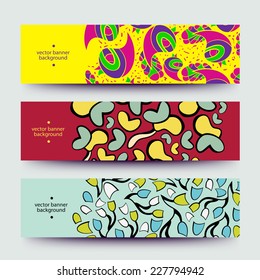 Set of varicolored line background.Strips background. Vector Design banners. Hand drawn illustration and place for your text.