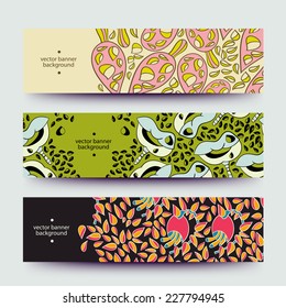Set of varicolored line background.Strips background. Vector Design banners. Hand drawn illustration and place for your text.