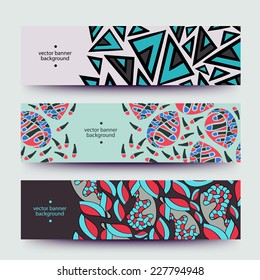 Set of varicolored line background.Strips background. Vector Design banners. Hand drawn illustration and place for your text.