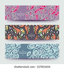 Set of varicolored line background.Strips background. Vector Design banners. Hand drawn illustration and place for your text.