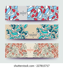 Set of varicolored line background.Strips background. Vector Design banners. Hand drawn illustration and place for your text.