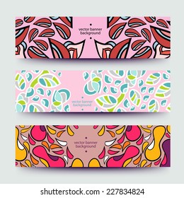 Set of varicolored line background.Strips background. Vector Design banners. Hand drawn illustration and place for your text.