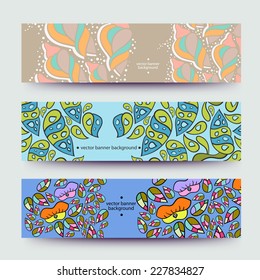 Set of varicolored line background.Strips background. Vector Design banners. Hand drawn illustration and place for your text.