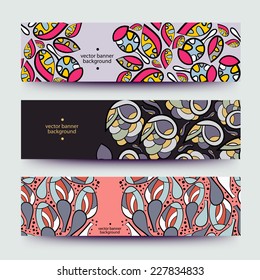 Set of varicolored line background.Strips background. Vector Design banners. Hand drawn illustration and place for your text.