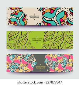 Set of varicolored line background.Strips background. Vector Design banners. Hand drawn illustration and place for your text.