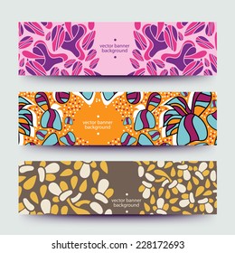 Set of varicolored line background.Strips background. Vector Design banners. Hand drawn illustration and place for your text.