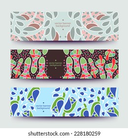 Set of varicolored line background.Strips background. Vector Design banners. Hand drawn illustration and place for your text.