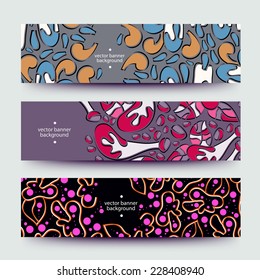 Set of varicolored line background.Strips background. Vector Design banners. Hand drawn illustration and place for your text.