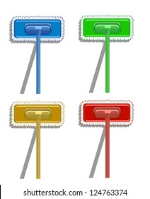 set of varicolored mops. vector illustration
