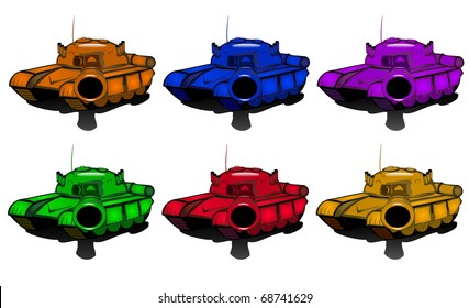set of varicolored tanks. Vector 2