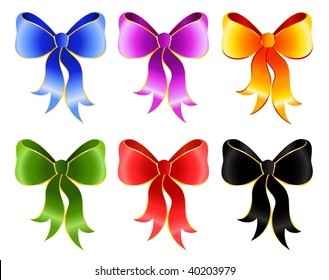 set of varicoloured festive bows for a design christmas gifts
