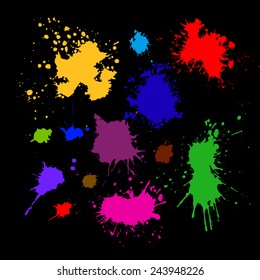 Set varicoloured of ink blots. Vector