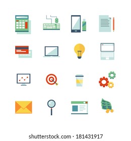 A set of varied business icons. 