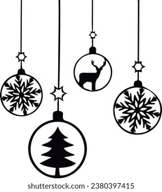 Juego de bolas de Navidad variadas, árbol, copo de nieve y reno
