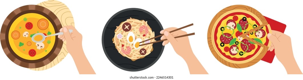 Set of varied lunch, vector illustration