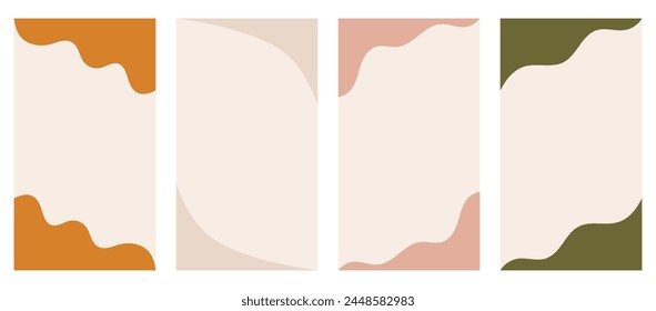 Set of varied shapes for use in vertical stories, promo site headers and footers. Ornamental border separator for creative design showcased in a basic vector flat style. 