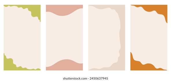 Set of varied shapes for use in vertical stories, promo site headers and footers. Decorative frame separator for imaginative design presented in a basic vector flat style. 