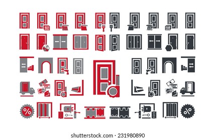 set of varieties of doors icons