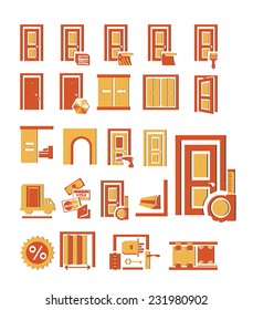 set of varieties of doors icons