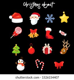 set of variety Christmas  decoration object,cartoon design vector illustration, Merry Christmas and Happy New Year.