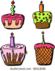 set a variety of cupcakes