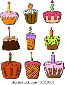 set a variety of cupcakes