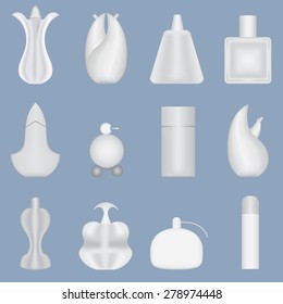 Set with a variety of decorative bottles.
