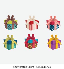 Set of variety gift boxes. colorful gift box.