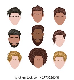 Set of Variety man hairstyles