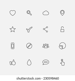 Set of variety modern stylized application icons. Isolated on white background. Vector illustration, eps 8.